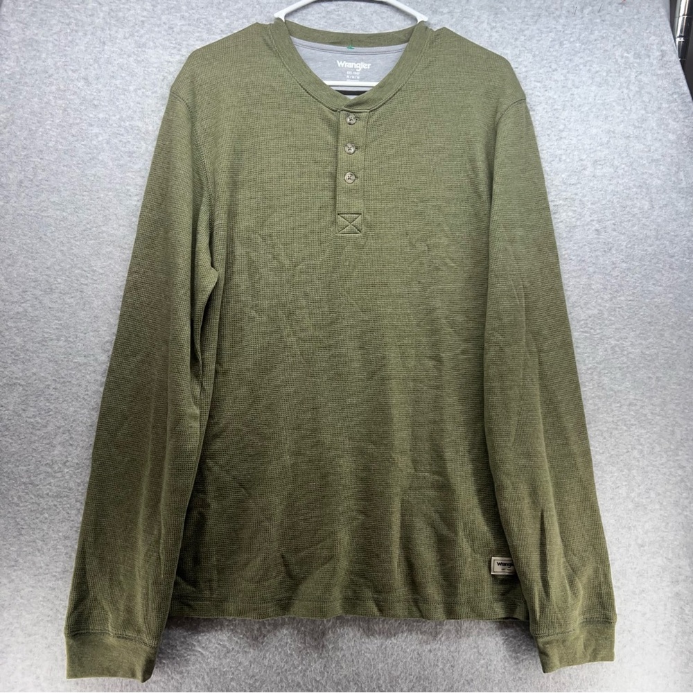 Wrangler Olive Long-Sleeve Henley Shirt